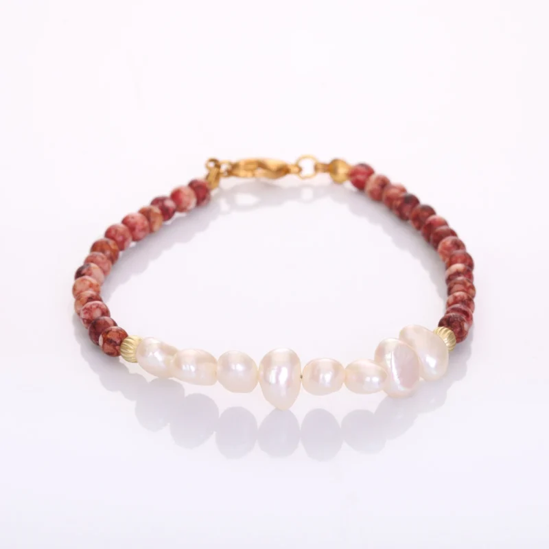 Bracelet Jaspe & Perles de Culture — Réf. B003