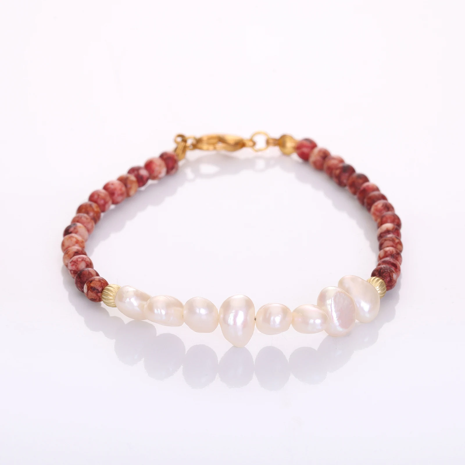 Bracelet Jaspe & Perles de Culture — Réf. B003