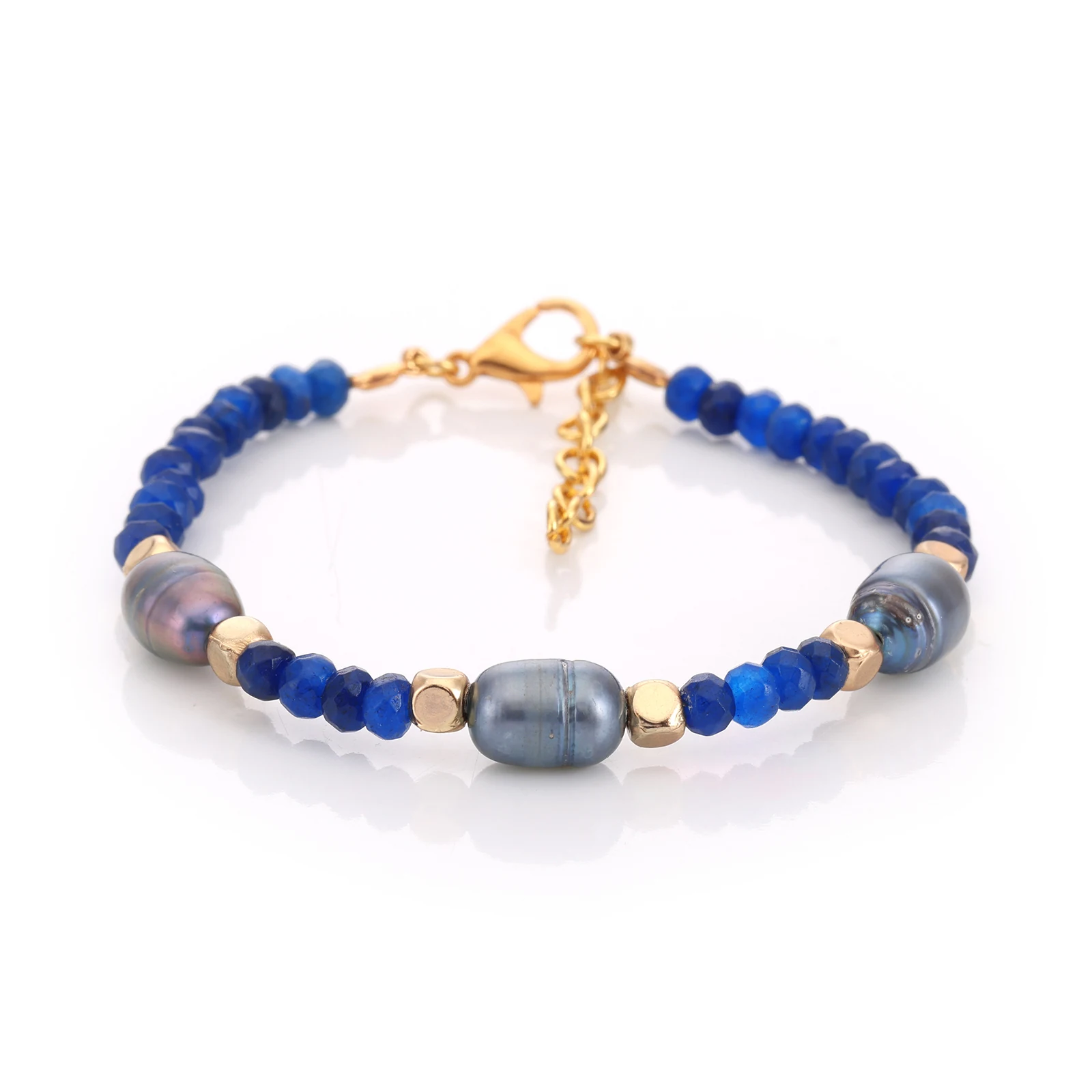 Bracelet Jade Bleu & Perles Baroques