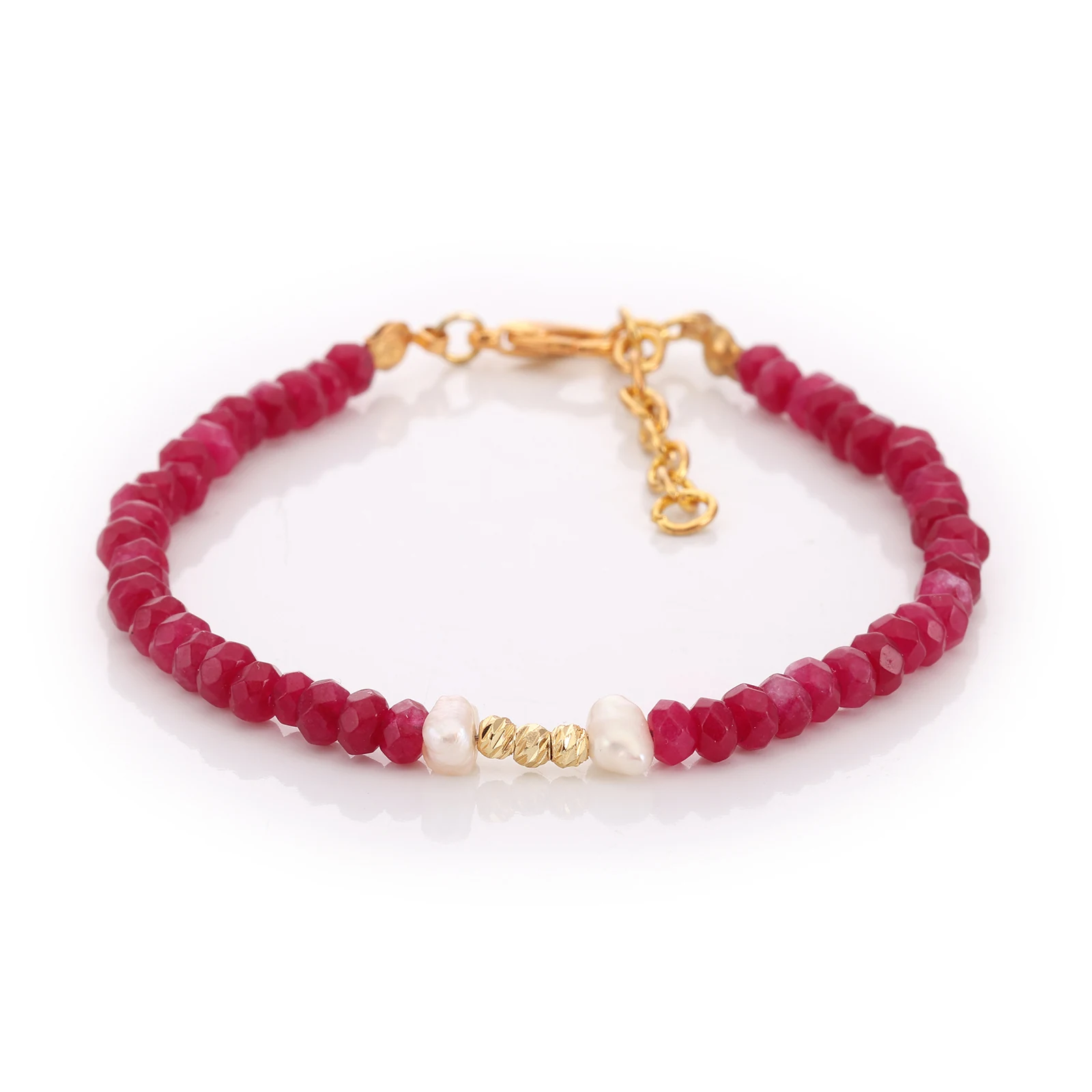 Bracelet Jade Rouge & Perles de Culture — Réf. B008
