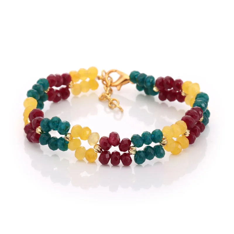 Bracelet Citrine & Jade Rouge — Réf. B010