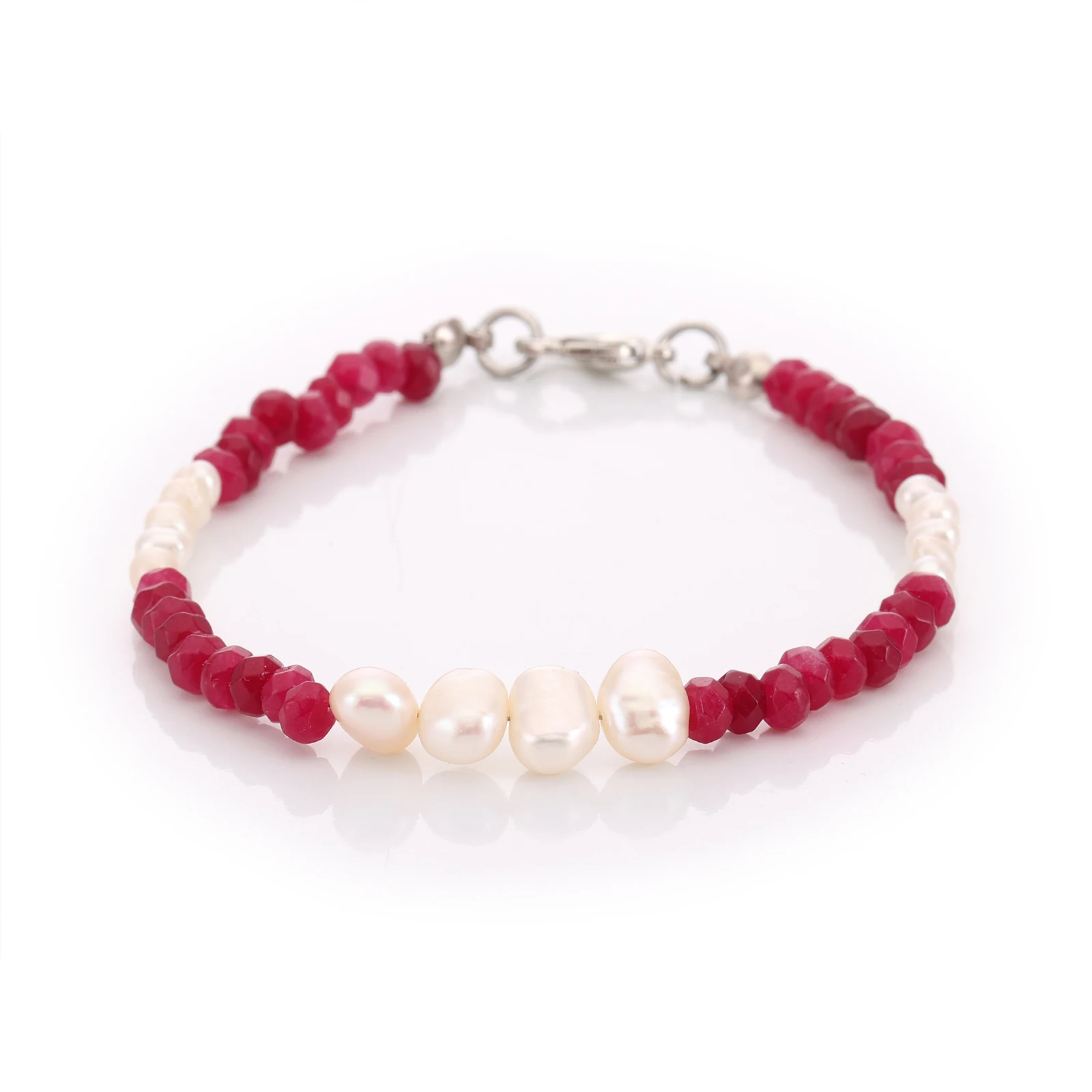 Bracelet Jade Rouge & Perles de Culture — Réf. B016