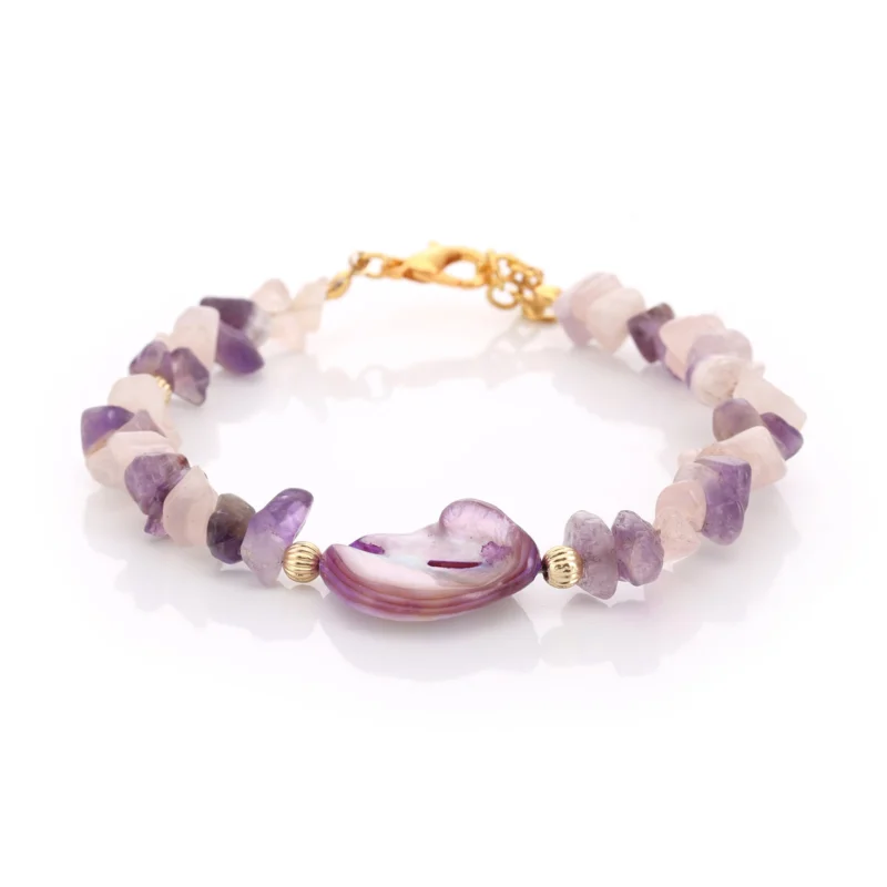 Bracelet Améthyste & Quartz rose — Réf. B035