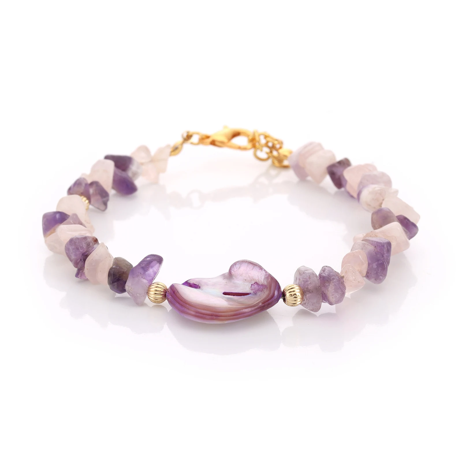 Bracelet Améthyste & Quartz rose — Réf. B035