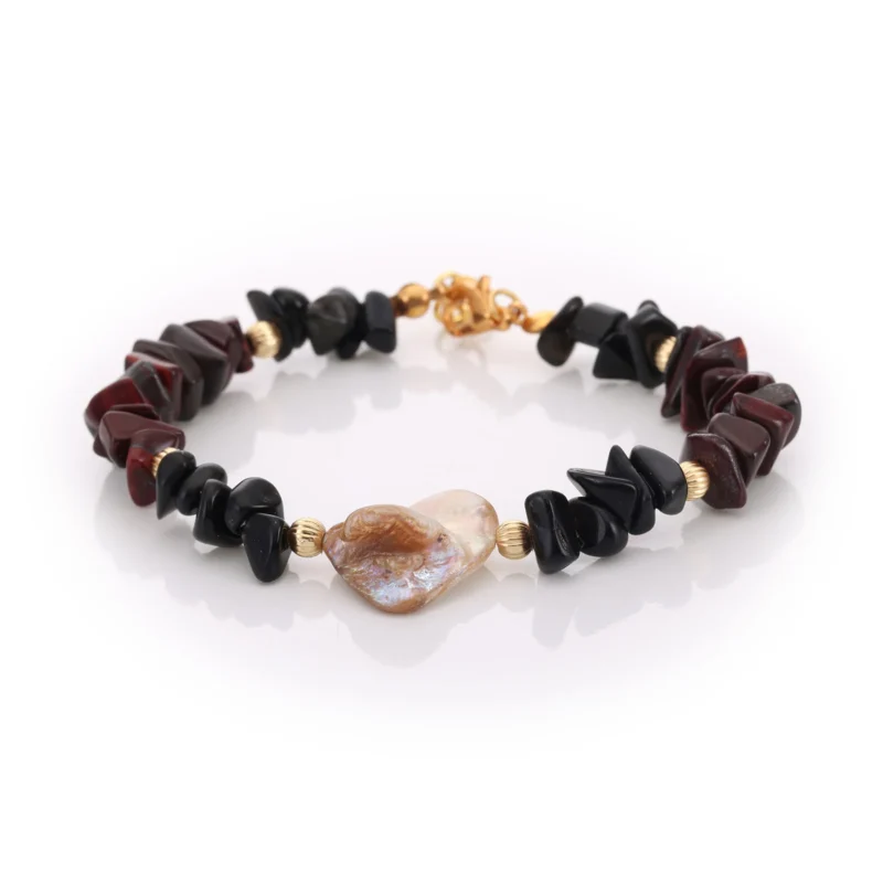 Bracelet Jaspe & Nacre — Réf. B052