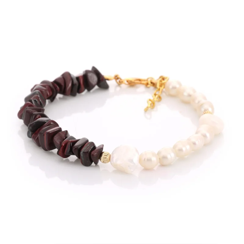 Bracelet Jaspe & Perles de Culture — Réf. B054