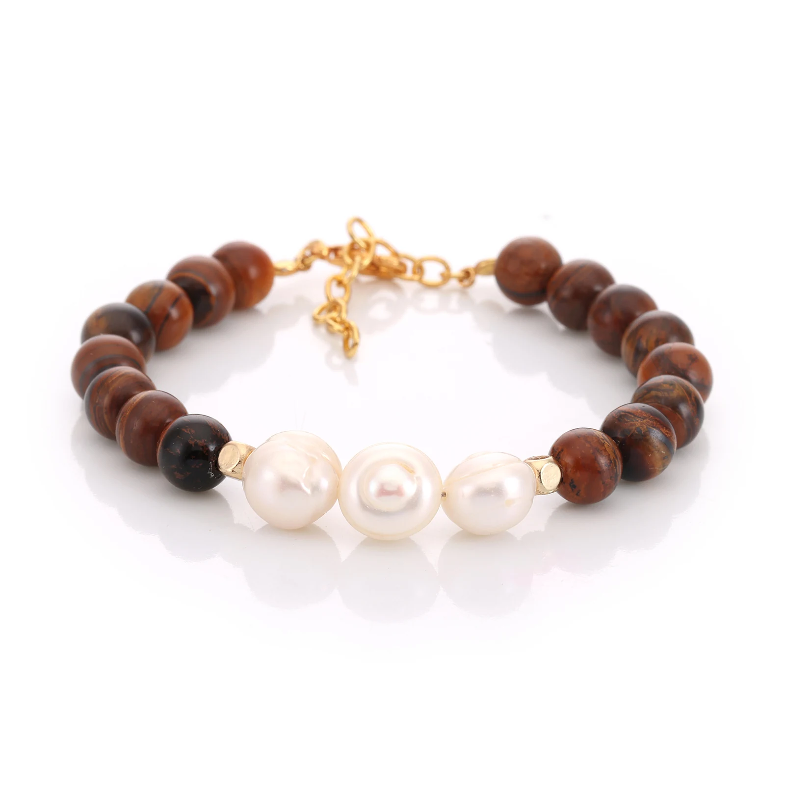Bracelet Jaspe & Perles de Culture — Réf. B058