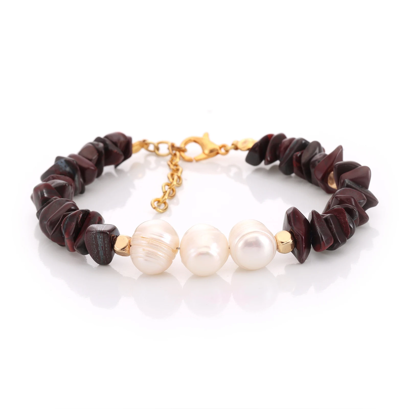 Bracelet Jaspe & Perles de Culture — Réf. B059