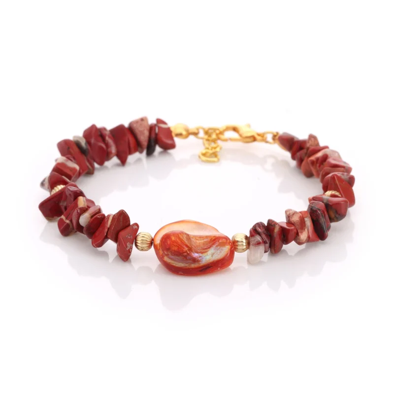 Bracelet Jaspe & Nacre — Réf. B061