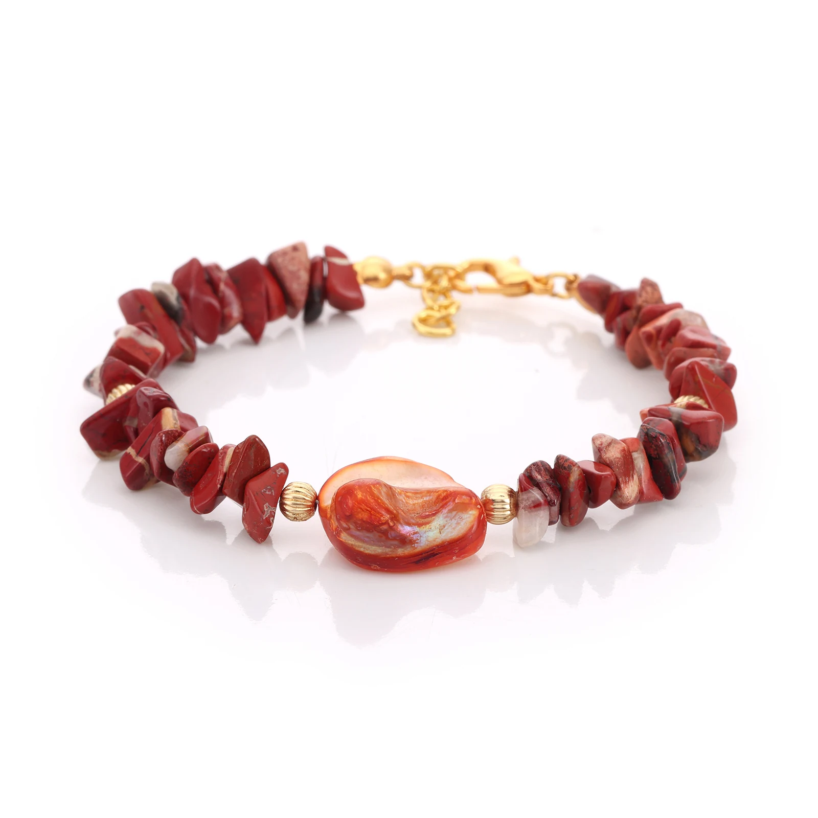 Bracelet Jaspe & Nacre — Réf. B061