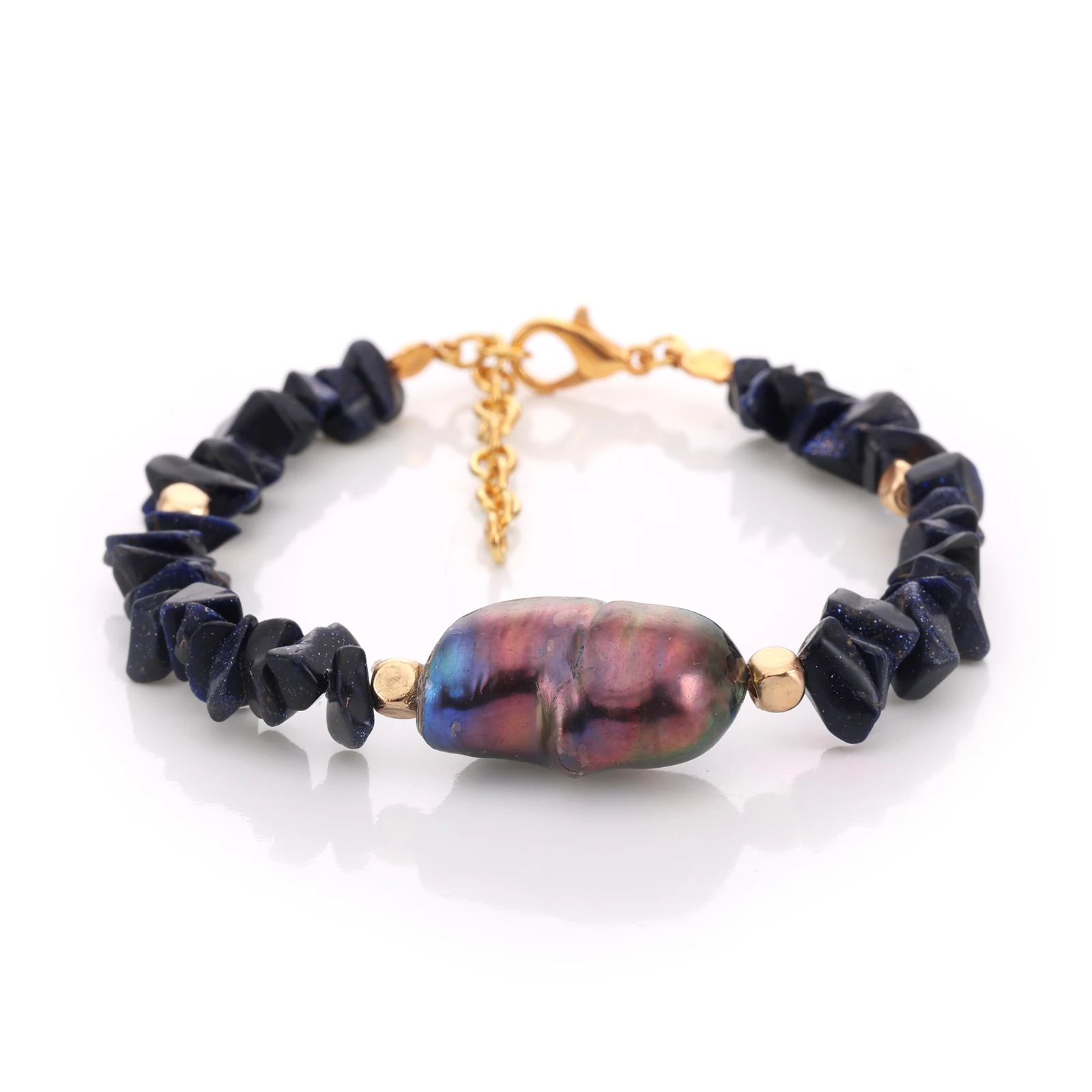 Bracelet Onyx & Perles Baroques — Réf. B071