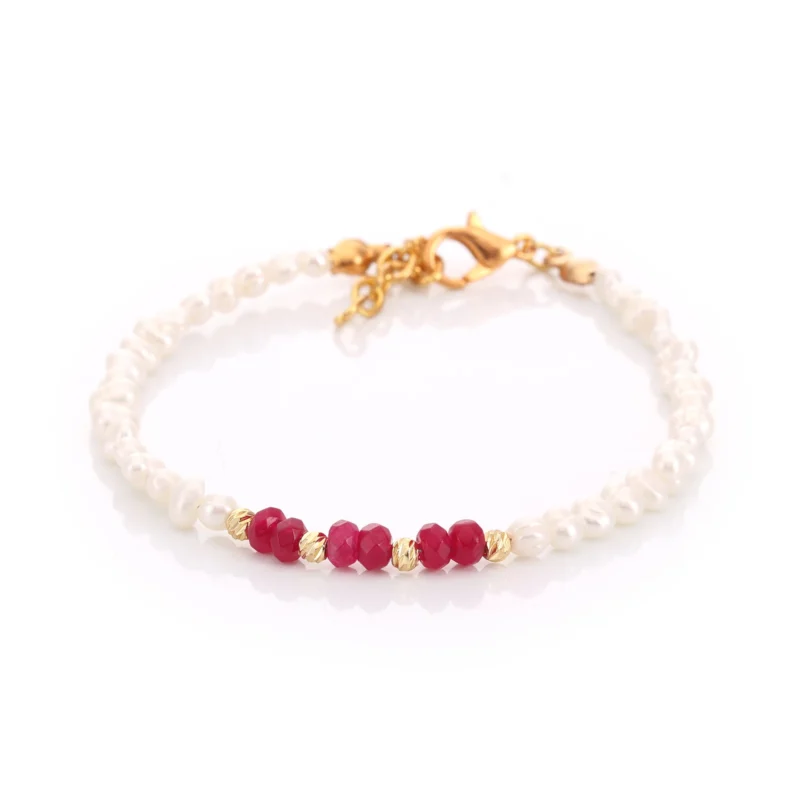 Bracelet Grenat & Perles de Culture — Réf. B082
