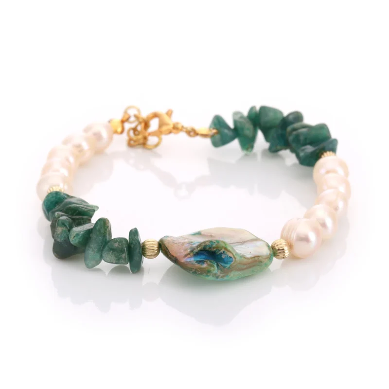 Bracelet Jade néphrite & Perles de Culture