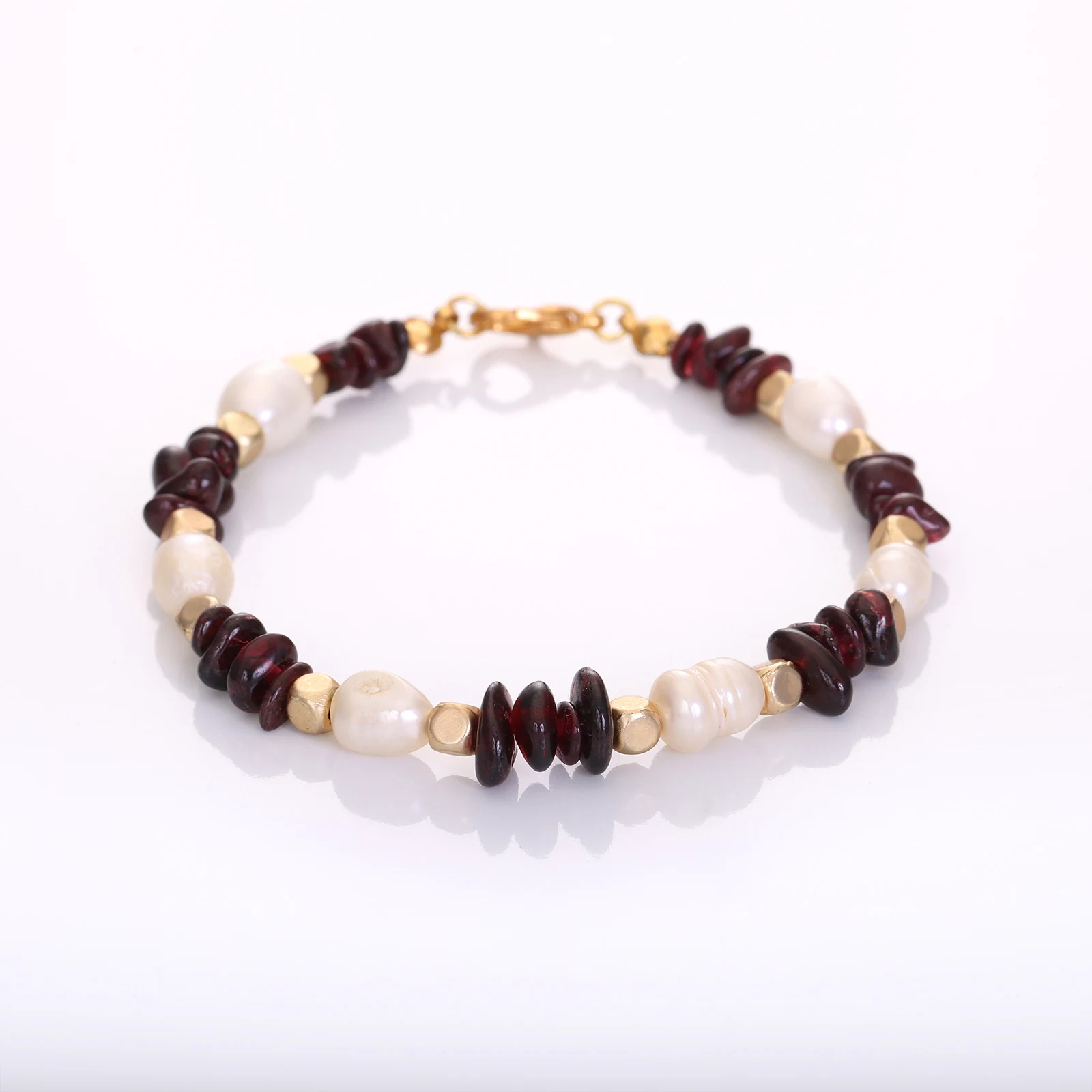 Bracelet Grenat & Perles de Culture — Réf. B094