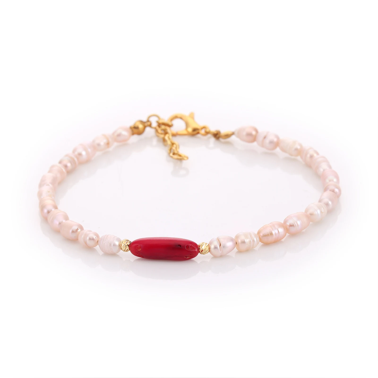 Bracelet Corail & Perles de Culture — Réf. B100