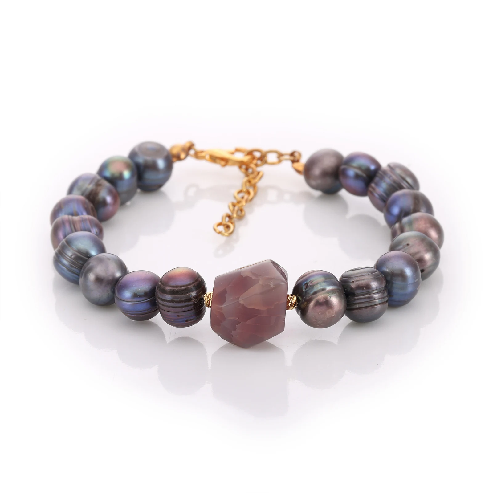 Bracelet Agate & Perles de Culture — Réf. B101