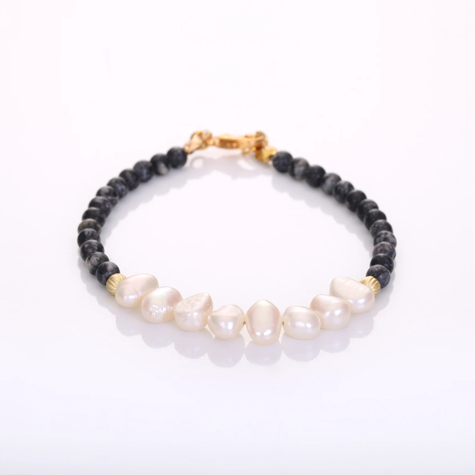 Bracelet Spinelle noir & Perles Baroques