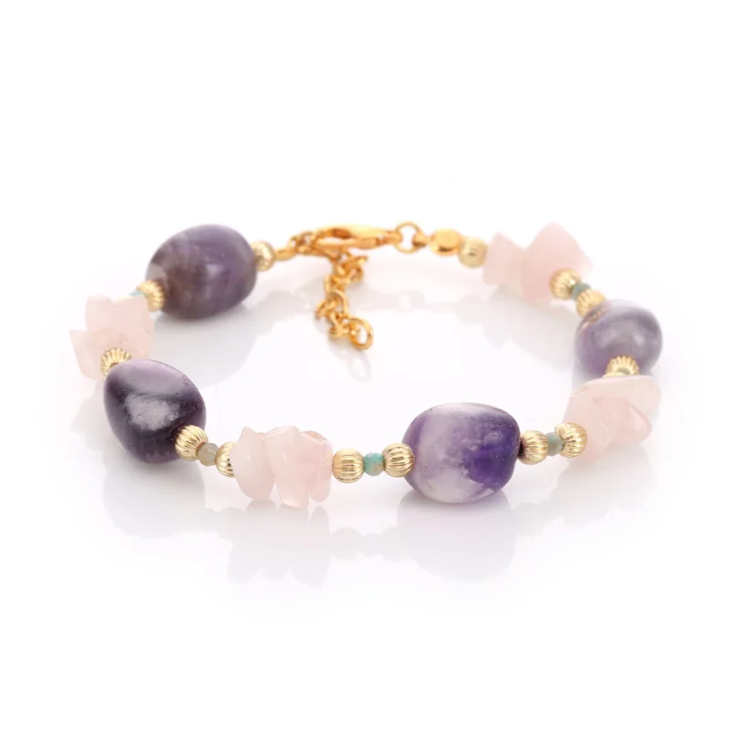 Bracelet Améthyste & Quartz rose — Réf. B111