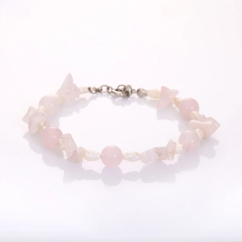 Bracelet Quartz rose & Perles de Culture — Réf. B113