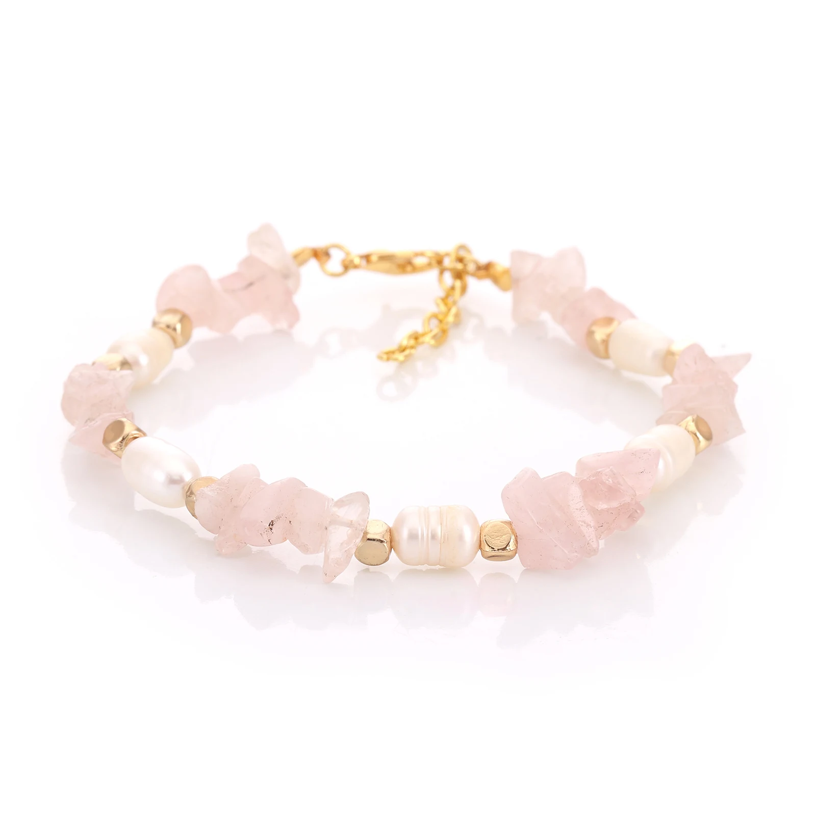 Bracelet Quartz rose & Perles de Culture — Réf. B114