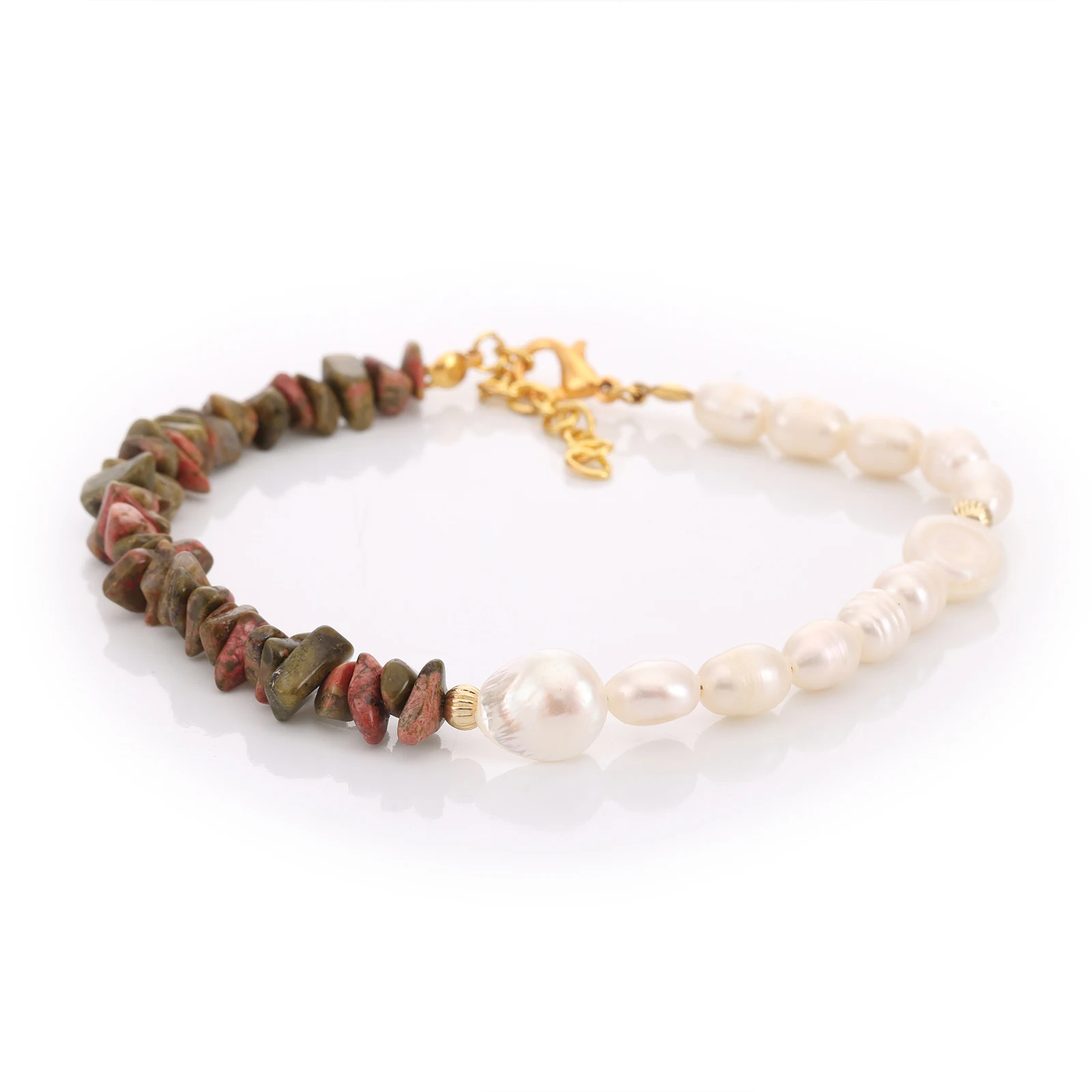 Bracelet Unakite & Perles de Culture