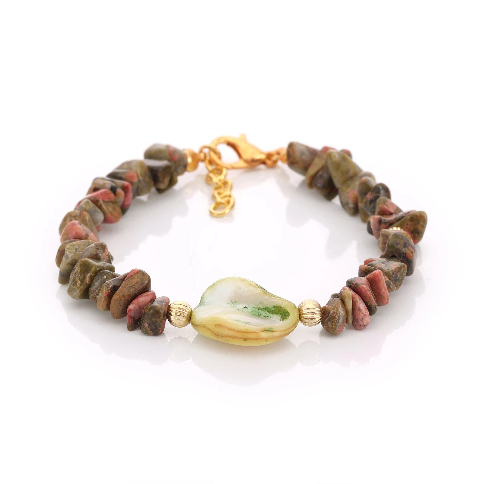 Bracelet Unakite & Nacre — Réf. B120