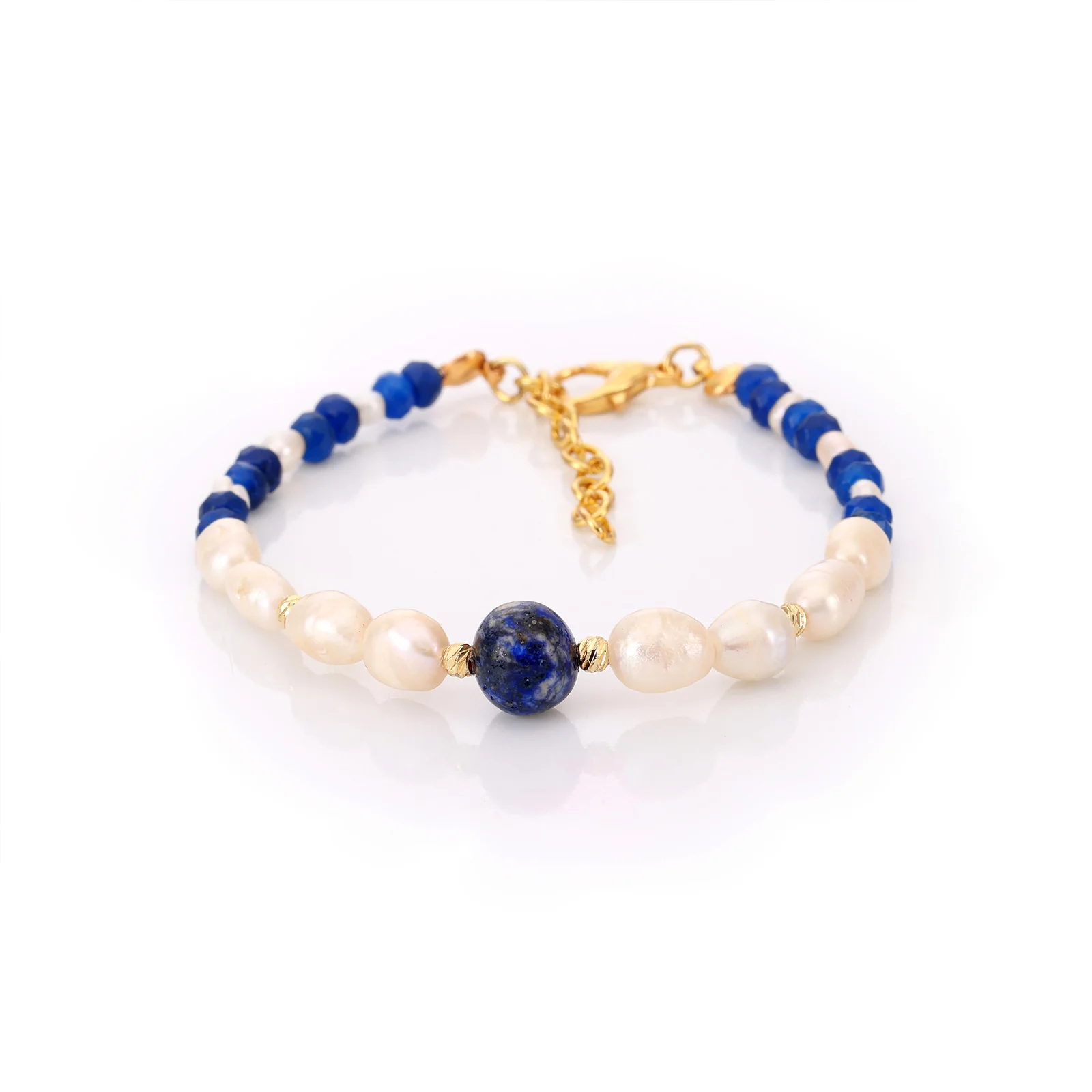 Bracelet en perles d'eau douce et lapis-lazuli