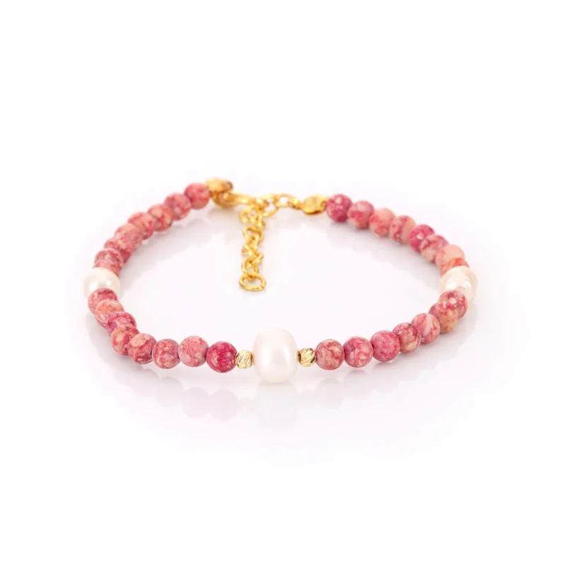 Bracelet en perles d'eau douce et rhodonite