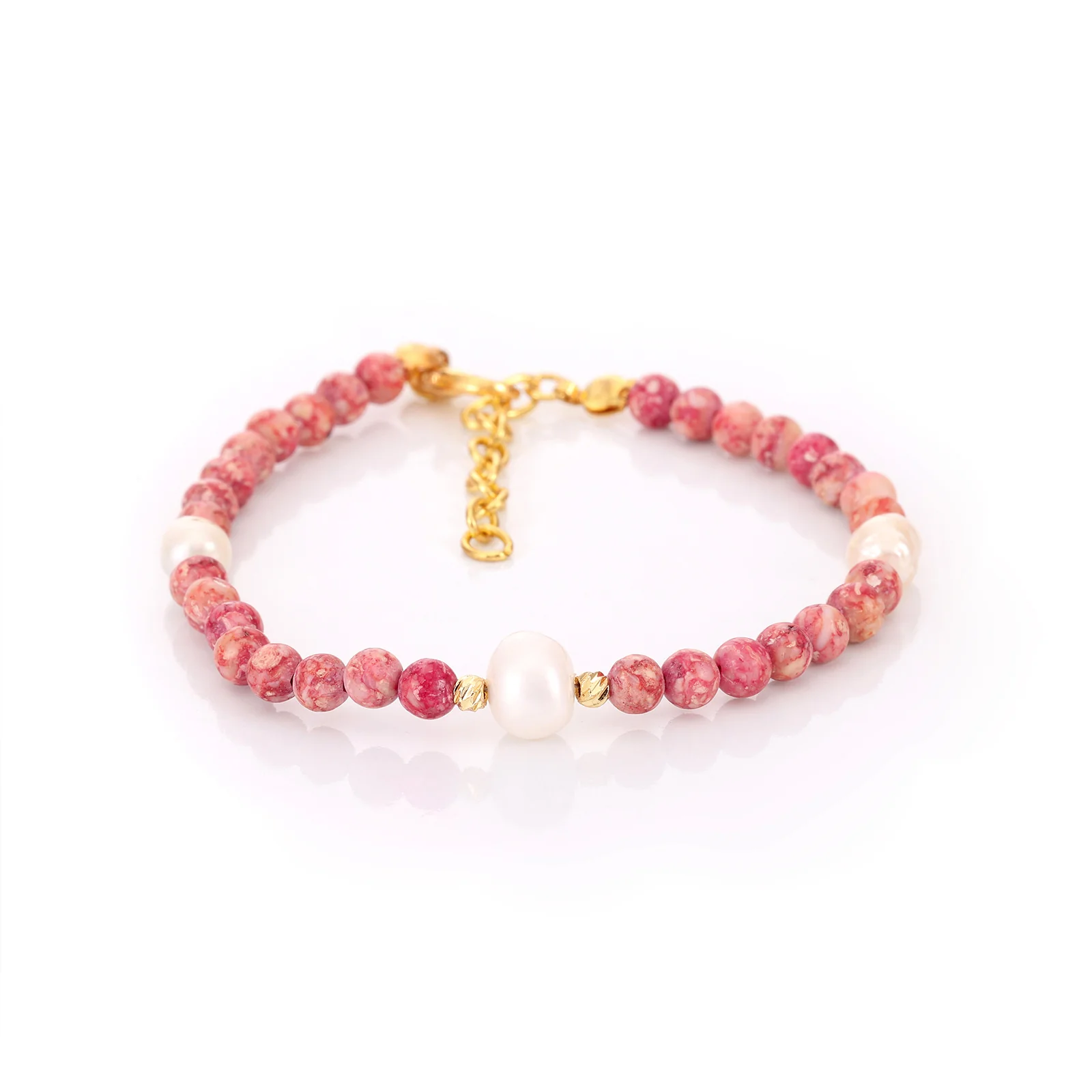 Bracelet en perles d'eau douce et rhodonite