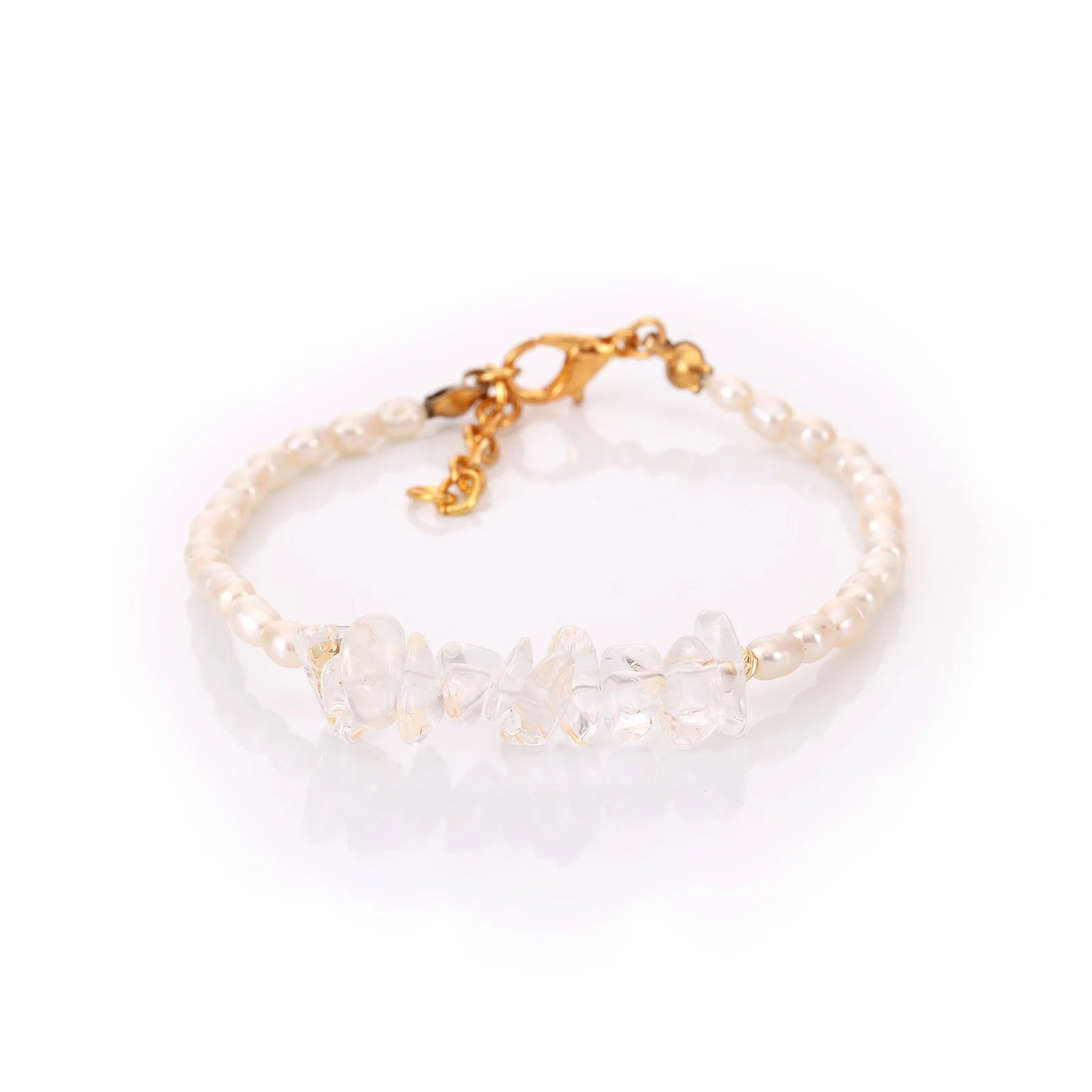 Bracelet en perles d'eau douce et cristal de roche