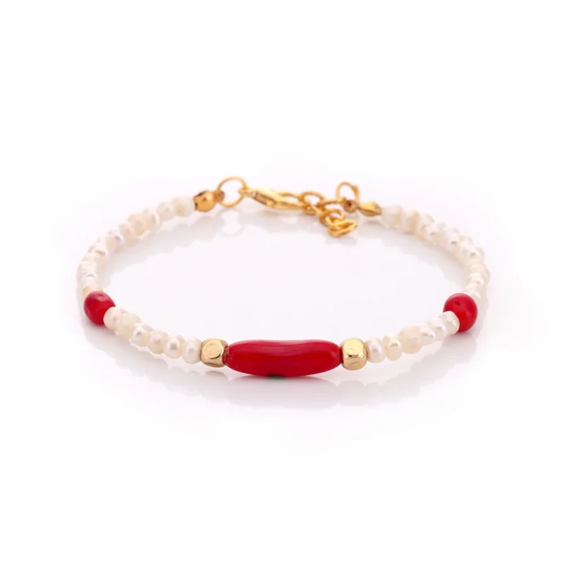 Bracelet en corail et perles d'eau douce