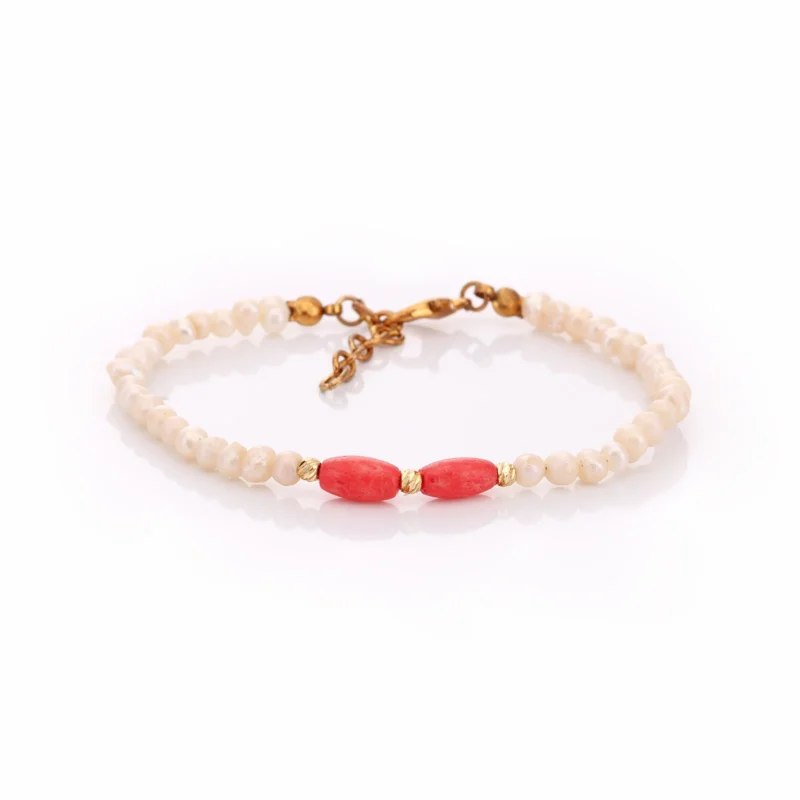 Bracelet en corail et perles d'eau douce