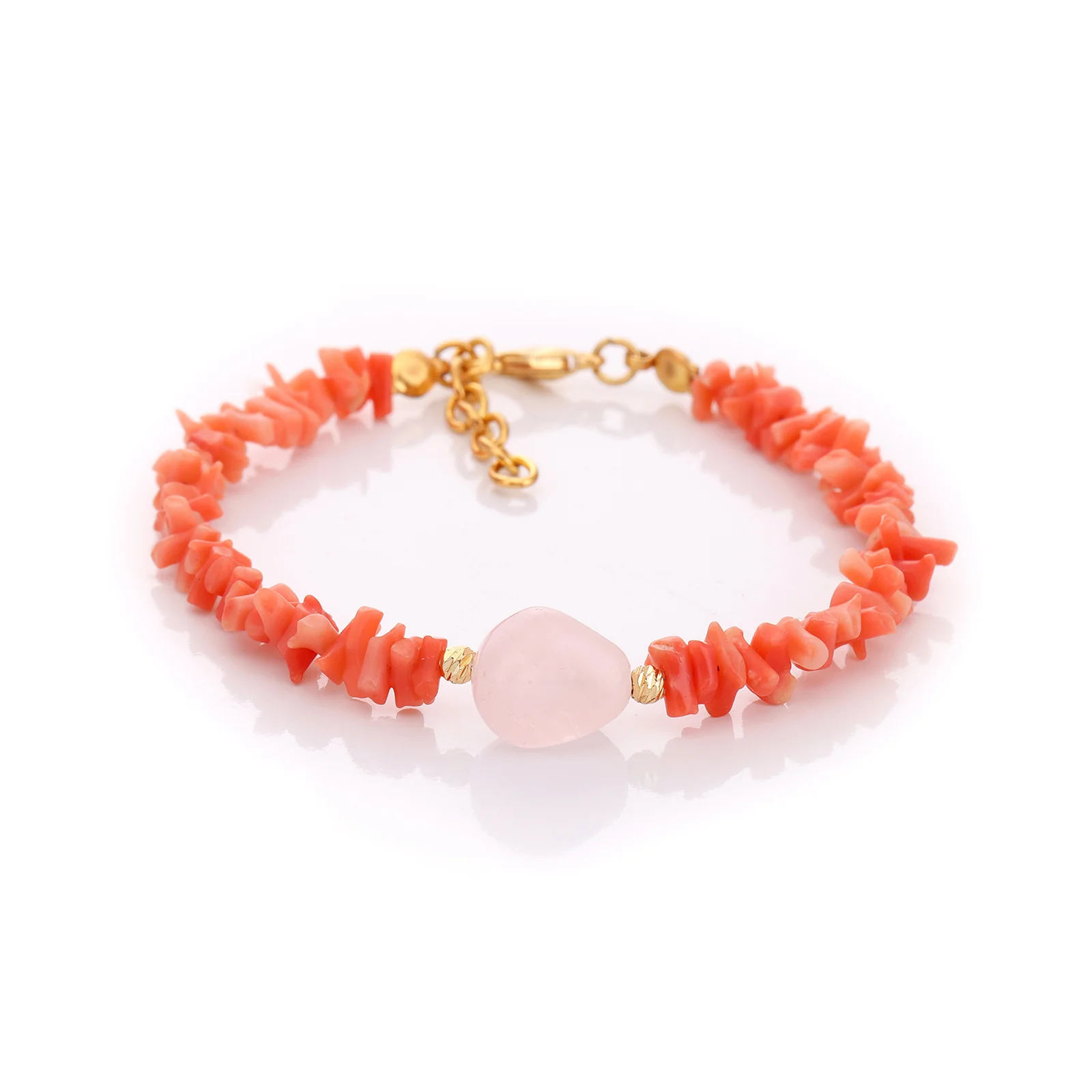 Bracelet en corail et quartz