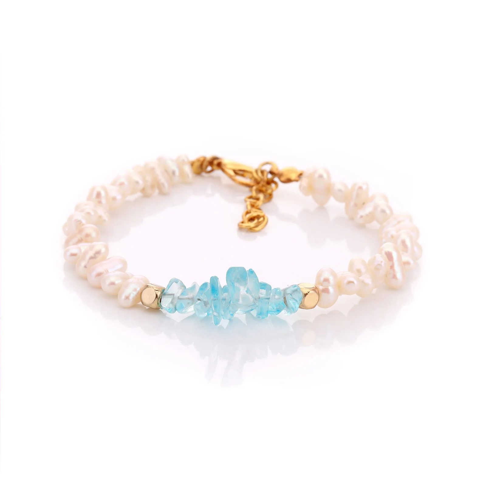 Bracelet en perles d'eau douce et aigue-marine