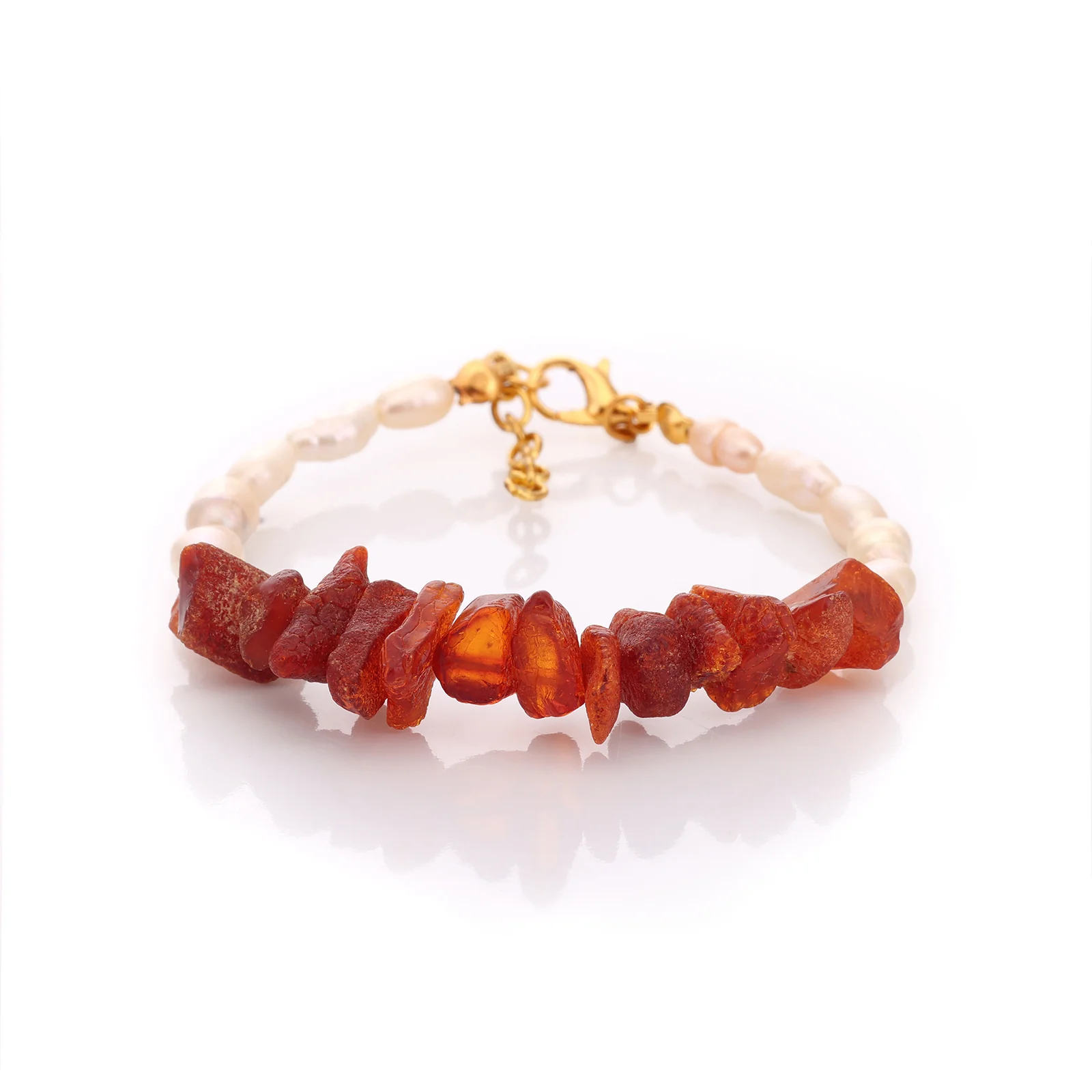 Bracelet en perles d'eau douce et ambre