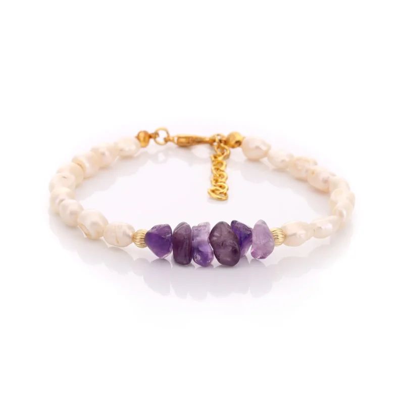 Bracelet en perles d'eau douce et améthyste