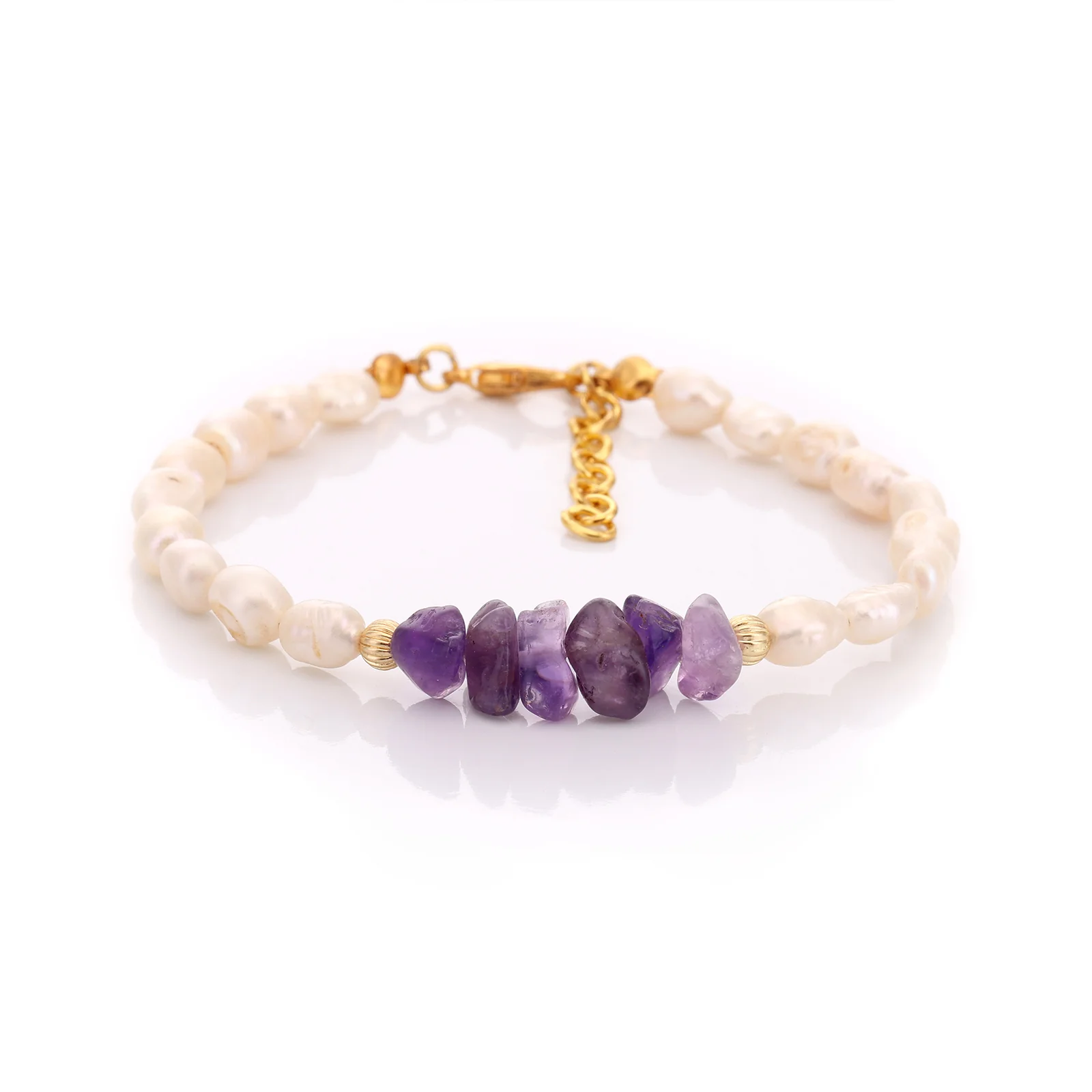 Bracelet en perles d'eau douce et améthyste