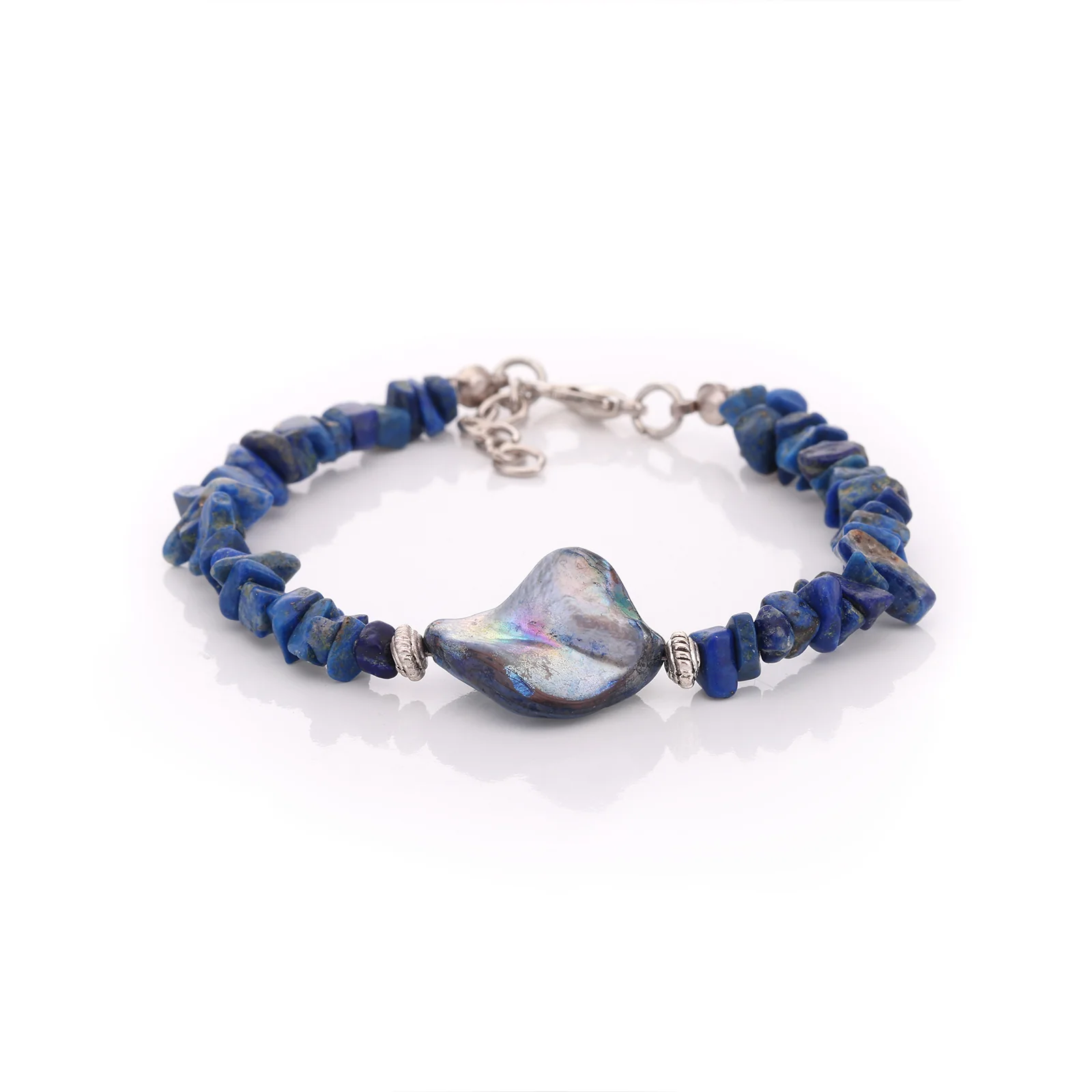 Bracelet en nacre et lapis-lazuli