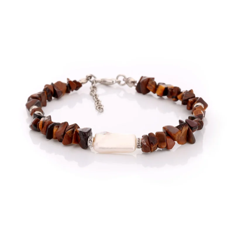 Bracelet en perles d'eau douce et œil de tigre