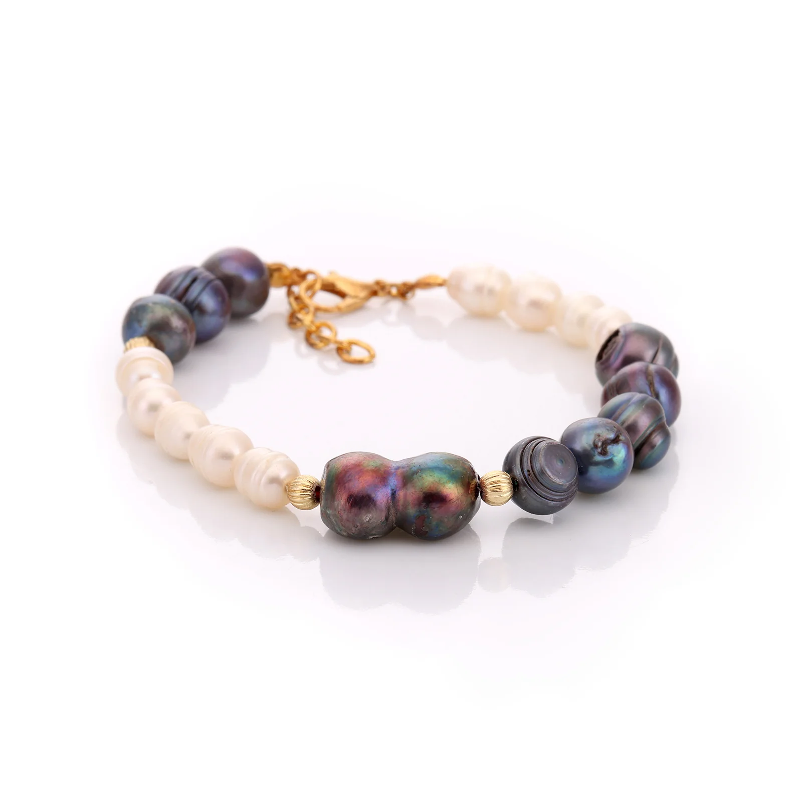 Bracelet en perles d'eau douce et perles façon Tahiti