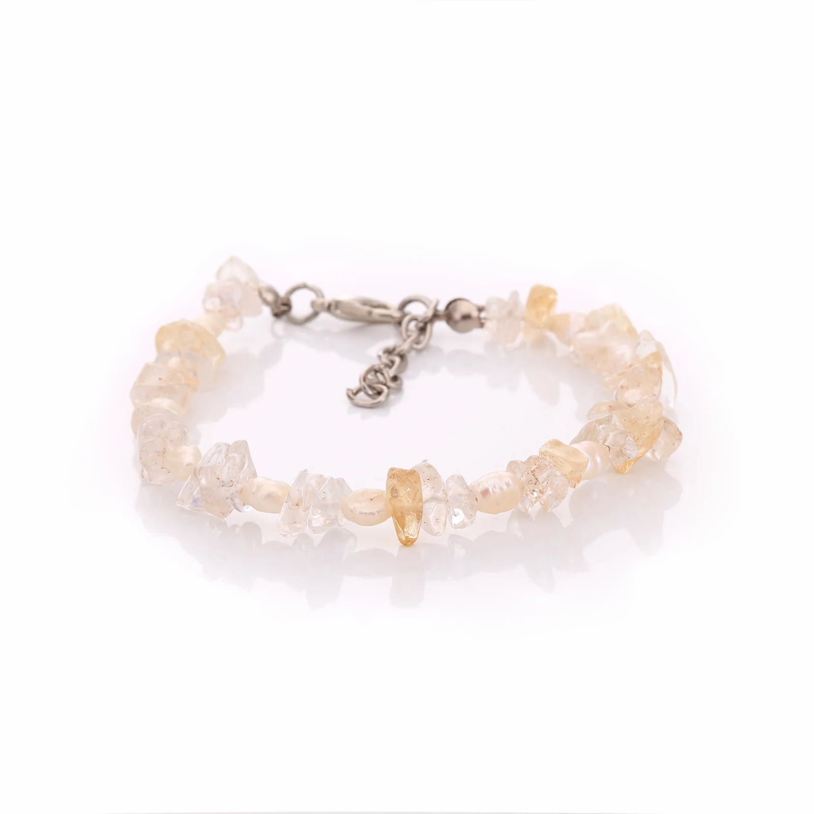 Bracelet en perles d'eau douce, quartz et citrine