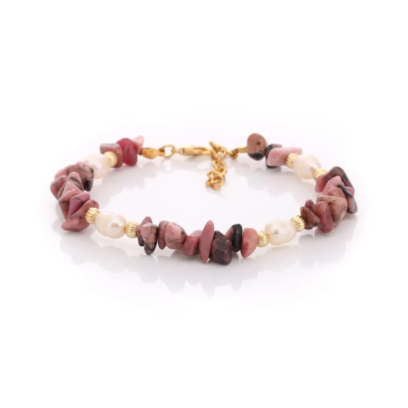 Bracelet en perles d'eau douce et rhodonite