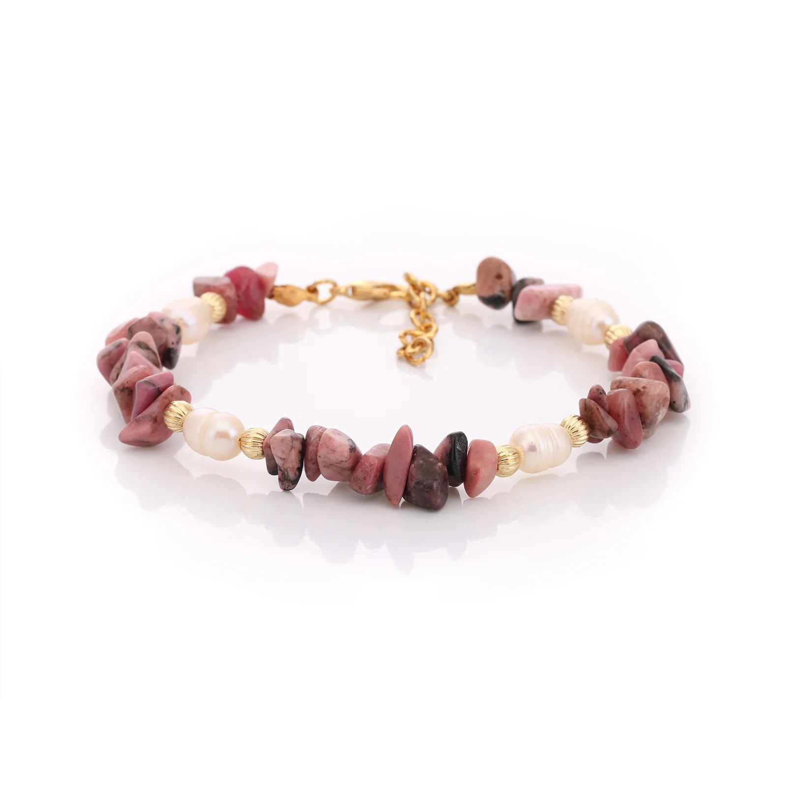 Bracelet en perles d'eau douce et rhodonite