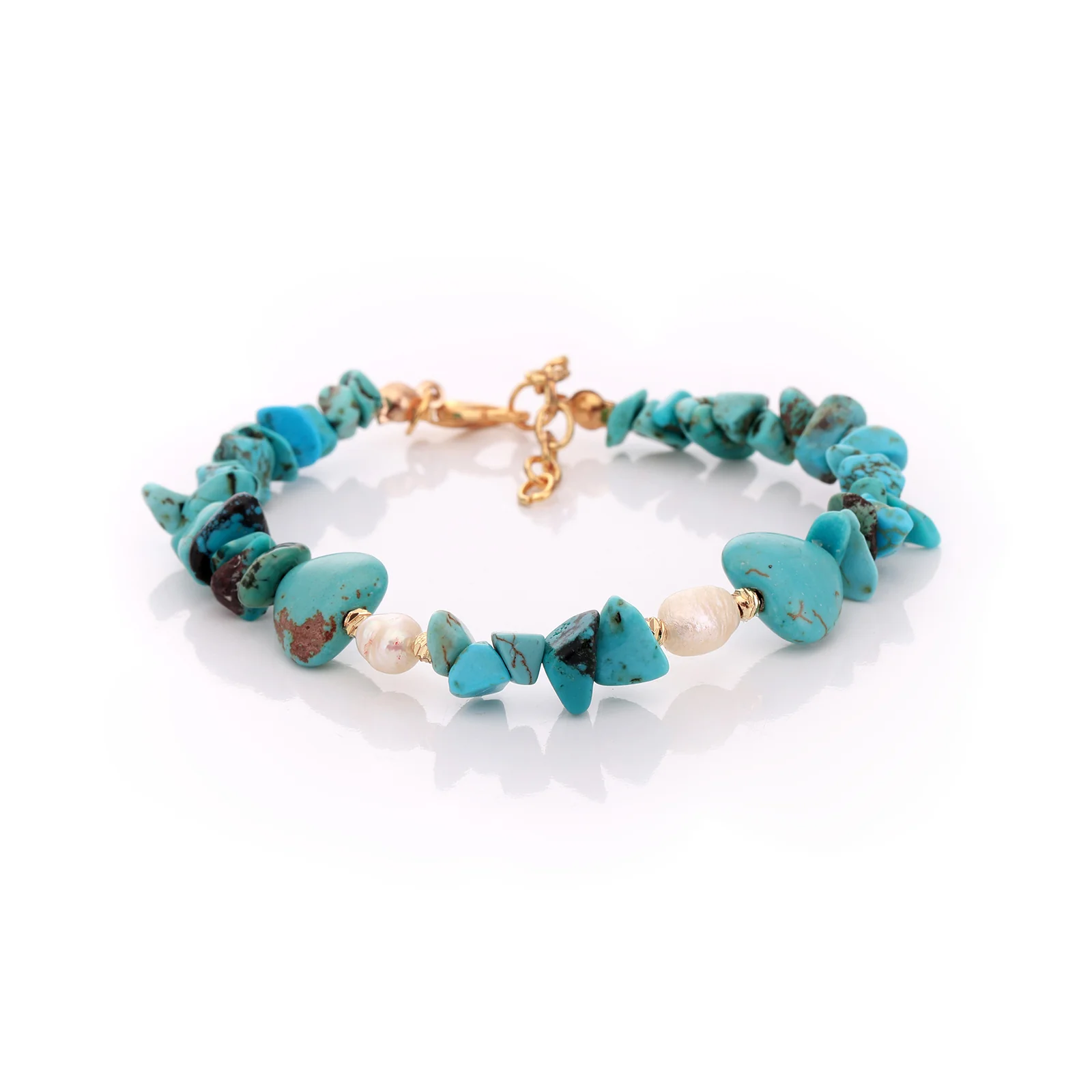 Bracelet en perles d'eau douce et turquoise