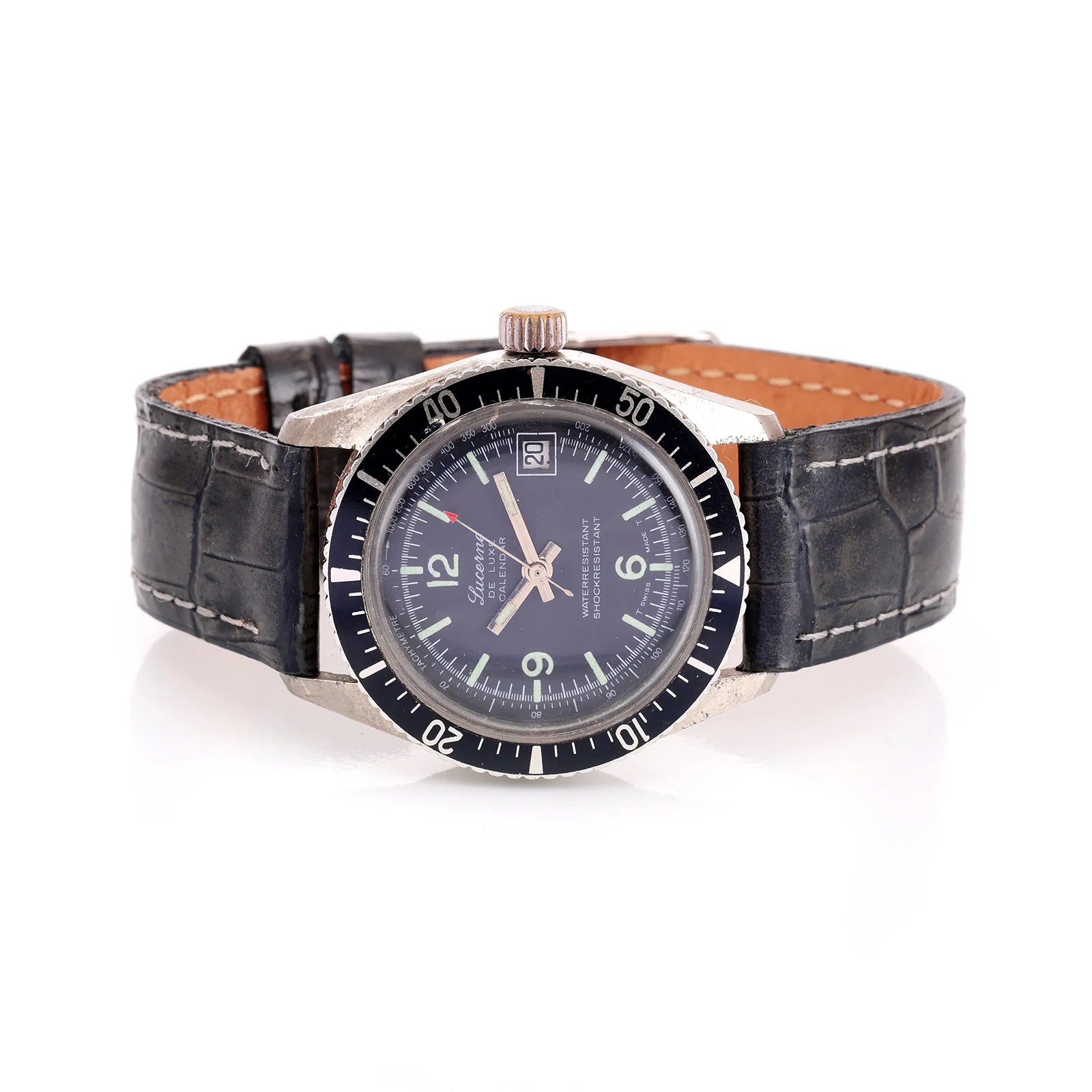 Montre Vintage Lucerne de Luxe — Calendar, Style Plongeuse