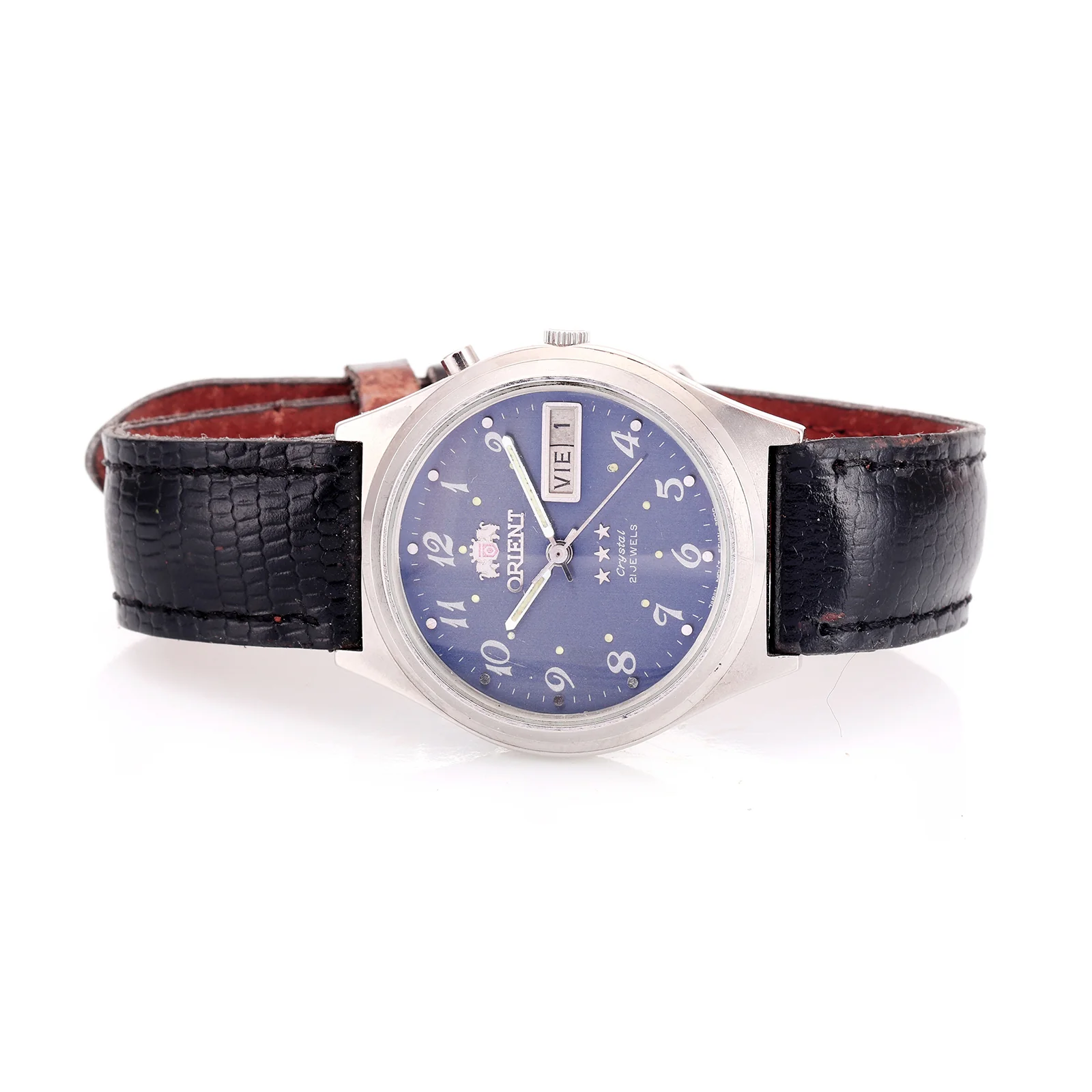 Montre Vintage Orient — Crystal 21 Jewels, Cadran Bleu