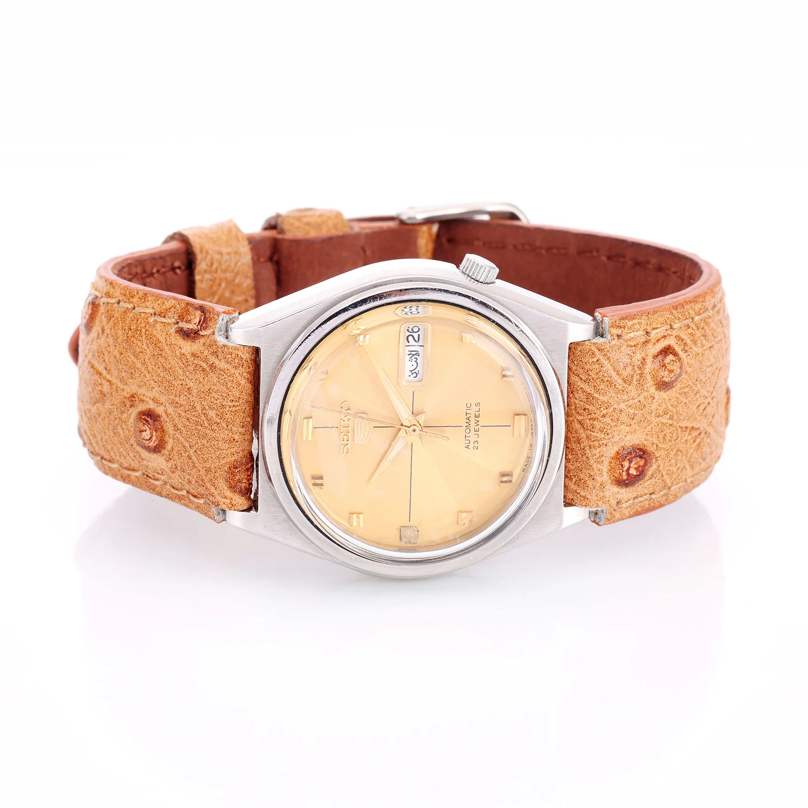 Montre Vintage Seiko 5 — 7S36, Cadran Or, 35 mm