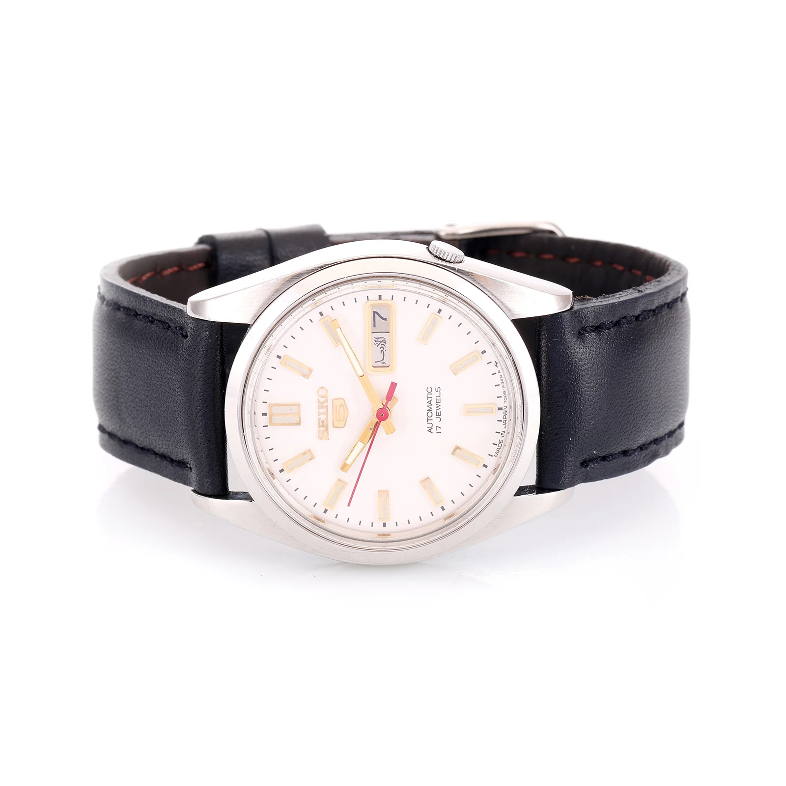 Montre Vintage Seiko 5 — Réf. 7009-821x, Cadran Blanc