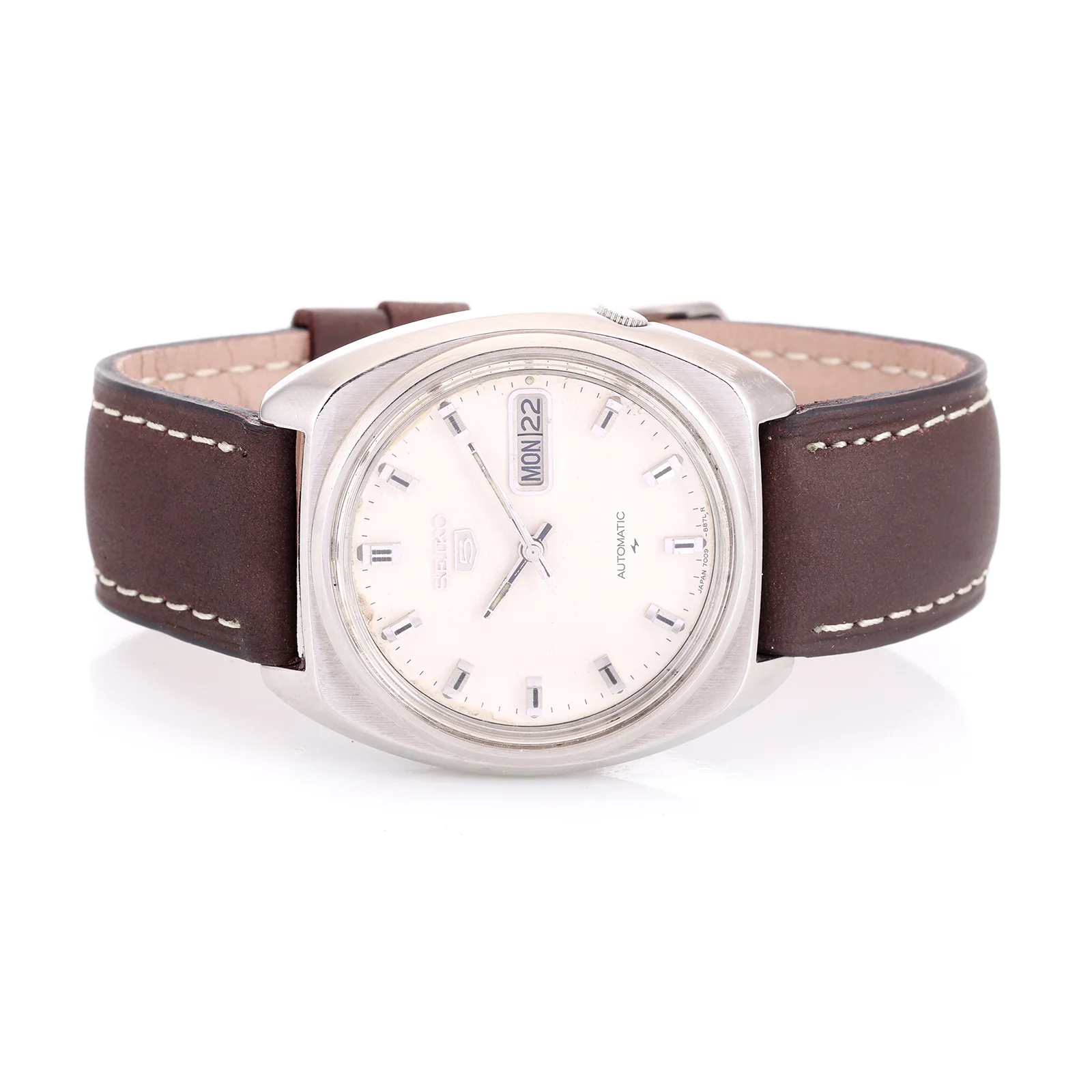 Montre Vintage Seiko 5 — Réf. 7009-8580, Cadran Ivoire