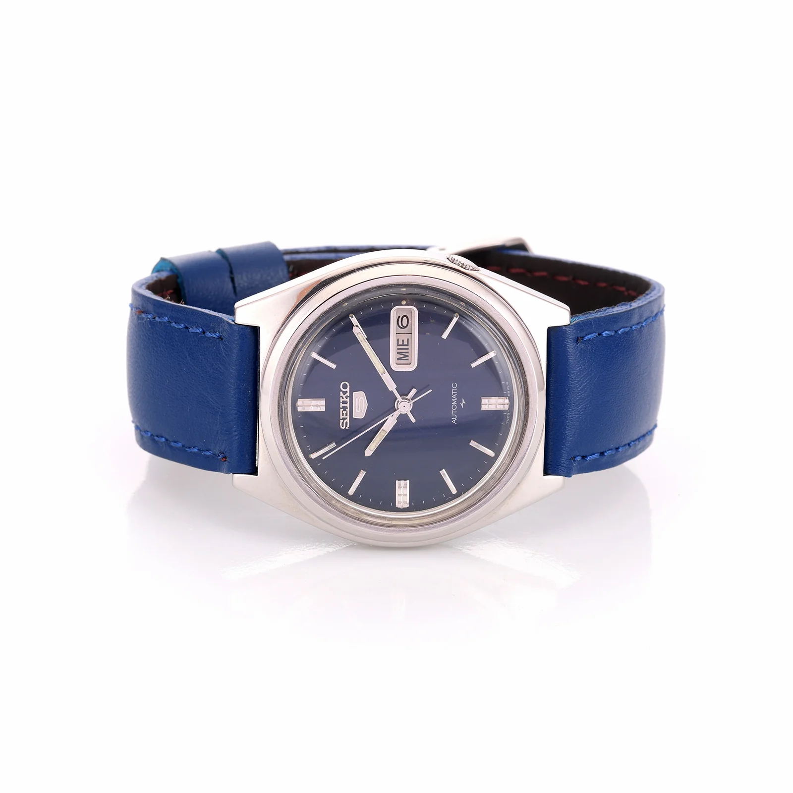 Montre Vintage Seiko 5 — Réf. 7009-8750, Cadran Bleu